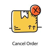 Doodle style of cross mark with parel cancel order vector