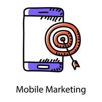 tablero de destino con teléfono móvil icono de marketing móvil vector