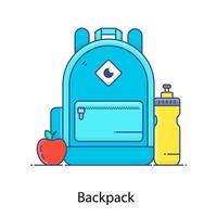 Icon of school bag backpack in flat style vector