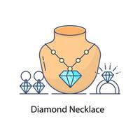 A vector of diamond necklace in modern flat style