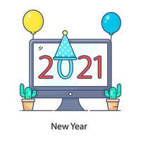 Vector style of new year party flat icon design