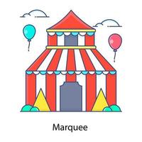 Marquee, circus tent  vector in flat style.