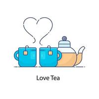 Vector of love tea in modern flat style