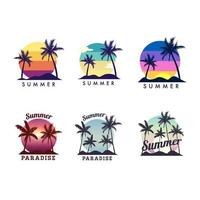 Summer holidays design labels, beach logo template