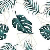 Leaves seamless pattern with abstract polygonal line vector