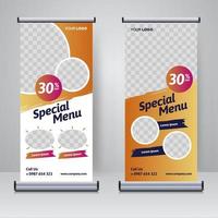 Food and Restaurant roll up banner design template vector