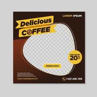 Coffee shop social media post template square banner vector