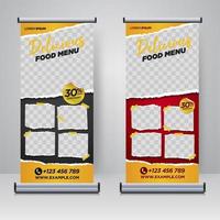 Food and Restaurant roll up banner design template vector