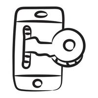 Hand drawn vector design of mobile transaction icon