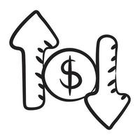 Trendy doodle vector of cash flow, investment