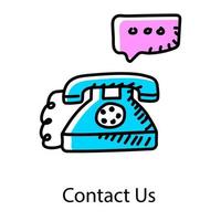 Telephone with speech bubble depicting contact us icon modern style vector