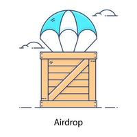 icono plano de estilo vectorial de entrega de paracaídas de avión vector