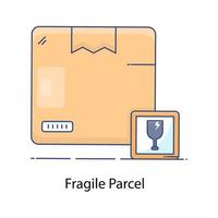 Fragile parcels vector in modern flat style