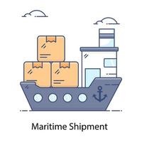 Maritime shipment in modern editable flat style vector