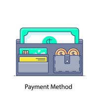 Payment method cash wallet in modern flat style vector