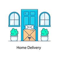 Home delivery icon design flat vector of doorstep delivery