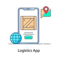 Logistics app vector cardboard inside mobile
