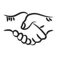 Handshake introduction icon in hand drawn style. vector