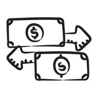 Trendy doodle vector of money flow investment