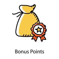 Money bag with star badge showing bonus points icon vector