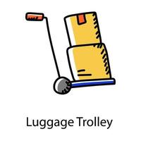 Doodle design of luggage cart icon vector