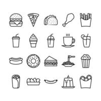 Fast Food outline icon set vector