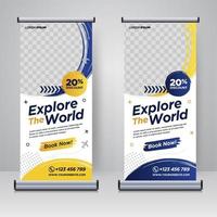 Tour and Travel rollup or X banner design template vector