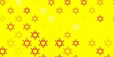 Light pink, yellow vector background with covid-19 symbols.