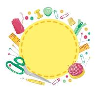 Vector illustration of a frame made of sewing supplies for needlework