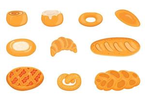 Vector illustration of a set of bakery products isolated on white background.