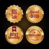 Sale and high quality retro labels and badges golden collection vector