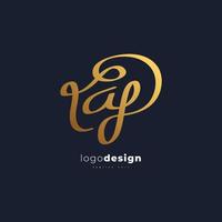 Elegant Initial Letter A and F Logo Design in Golden Gradient with Handwriting Style. AF Signature Logo or Symbol for Business Identity vector