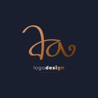 Initial Letter A and A Logo Design with Handwriting Style in Gold Gradient. AA Signature Logo or Symbol for Business Identity vector