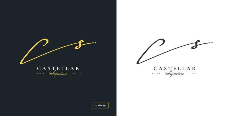 Elegant Initial Letter C and S Logo Design with Handwriting Style. CS Signature Logo or Symbol for Business Identity