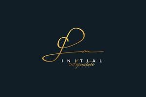 LM Initial Logo Design with Handwriting Style in Golden Gradient. Initial Signature Logo or Symbol for Wedding, Fashion, Jewelry, Boutique, Botanical, Floral and Business Identity vector