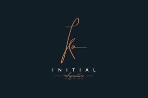 letra k minimalista y un diseño de logotipo con estilo de escritura a mano. logotipo o símbolo de la firma ka para bodas, moda, joyería, boutique, identidad botánica, floral y comercial vector