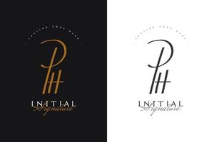 PH Initial Logo Design with Vintage Handwriting Style. PH Signature Logo or Symbol for Wedding, Fashion, Jewelry, Boutique, Botanical, Floral and Business Identity vector