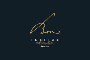 Initial B and M Logo Design in Vintage Handwriting Style. BM Signature Logo or Symbol for Business Identity vector