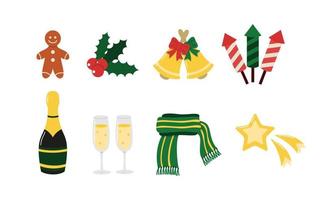 Conjunto de elementos vectoriales de Navidad y año nuevo. accesorios de invierno para la celebración