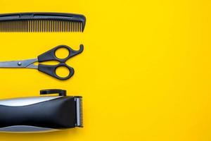 Set for a hairdresser on a yellow background photo