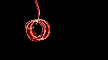 Glowing abstract curved red lines - Light painted 4K video timelapse