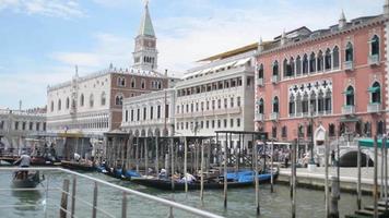 Venice streets and canals. Ships are sailing on the water in Summer video