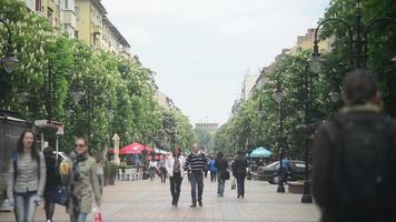 bulgaria sofia city centre - gente che cammina per strada video