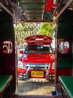 CHIANG MAI THAILAND12 JANUARY 2020Buses in Chiang Mai are known as red buses. photo