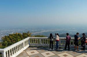 CHIANG MAI THAILAND12 JANUARY 2020Chiang Mai City 'sLandscape view of Doi Suthep Tourists taking pictures and taking in the city views of Chiang Mai. photo