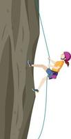 People doing outdoor rock climbing on white background vector