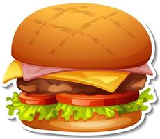 Meat and cheese hamburger on white background vector