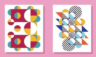 set geometric poster design abstract colorful. bauhaus style illustration. vector