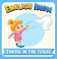 English idiom with picture description for throw in the towel vector