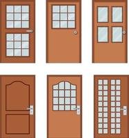 Set of wooden door on white background vector